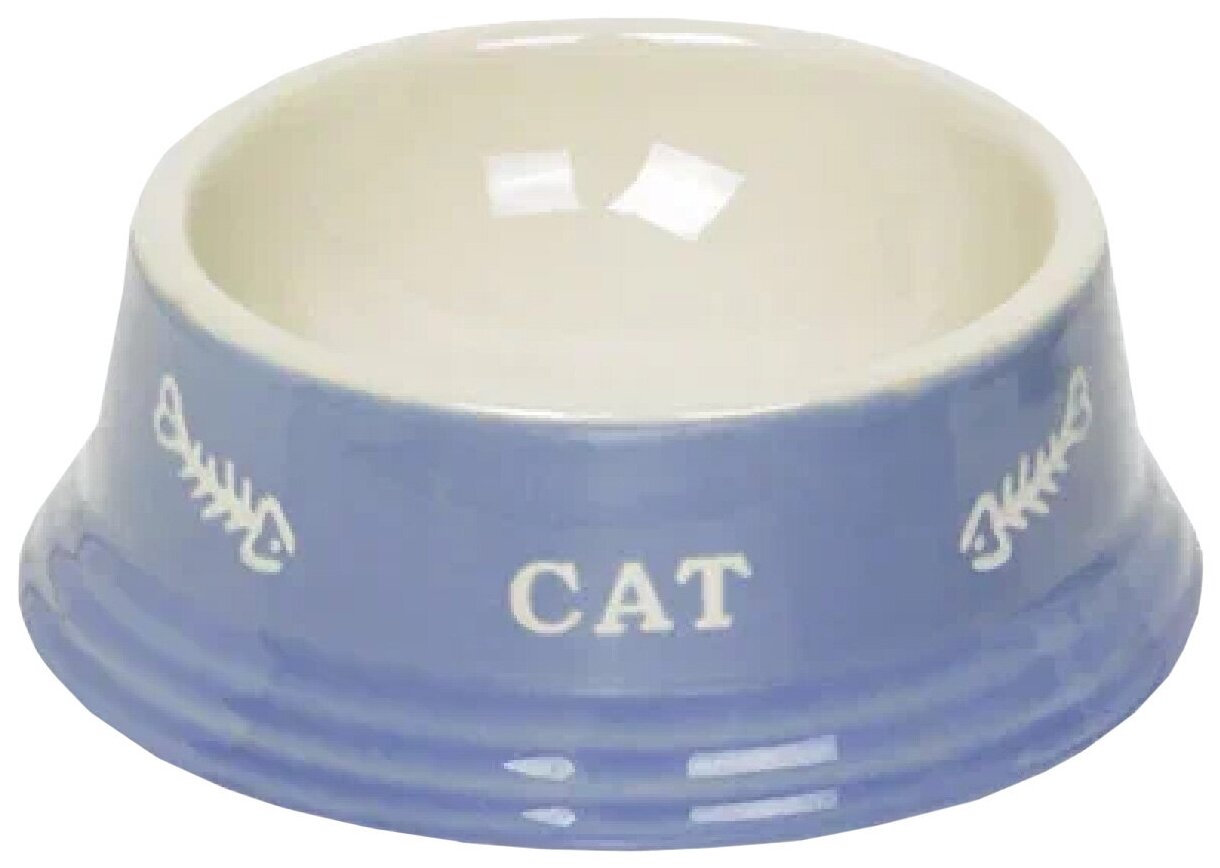 Миска керамическая Nobby для кошек с рисунком CAT голубая 140 мл (1 шт)
