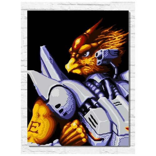 Картина по номерам на холсте игра Alien Soldier (Sega, Сега, 16 bit, 16 бит, ретро приставка) - 9920 В 30x40