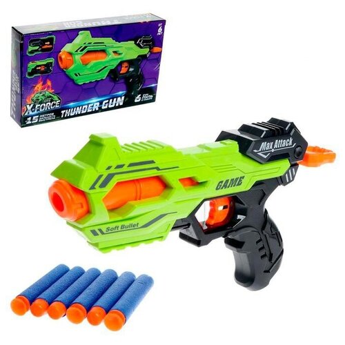 Бластер WOOW TOYS THUNDER GUN, стреляет мягкими пулями, woow toys бластер doubleshot gun стреляет мягкими пулями