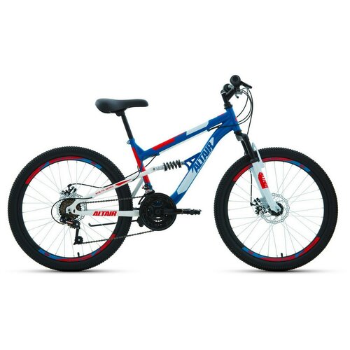 Велосипед ALTAIR MTB FS 24 disc 24 18 ск рост 15 2020-2021 синийкрасный RBKT1F14E004 1799000₽