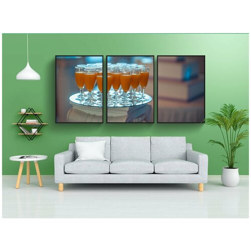 фото Набор модулных постеров для интерьера "очки, сок, напиток" 60x90 см. в тубусе, без рамки lotsprints