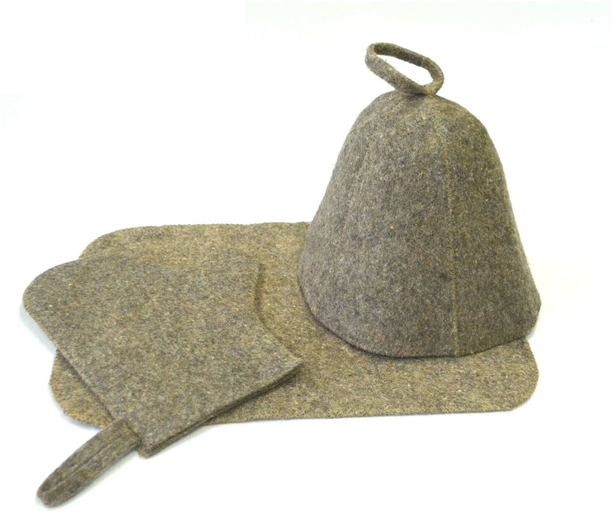 фото Набор для сауны темный(Колпак, рукавица, коврик)