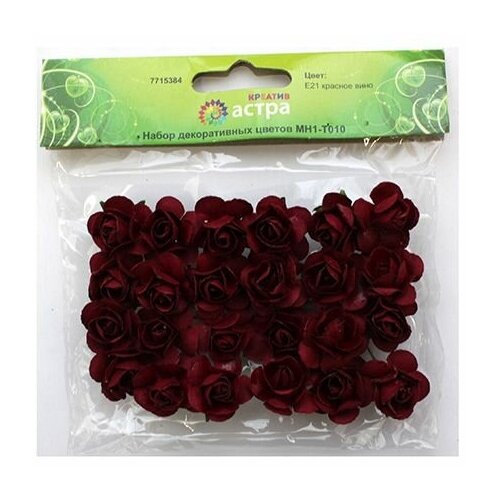 фото Mh1-t010 набор декоративных цветов d=2*2см, 24шт, астра (e21 красное вино) astra & craft