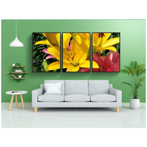 фото Набор модулных постеров для интерьера "лилии, цветы, пестики" 60x90 см. в тубусе, без рамки lotsprints