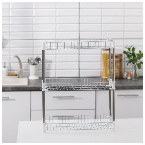 Этажерка настольная 3-х секционная 4826545 см цвет хром 2917₽