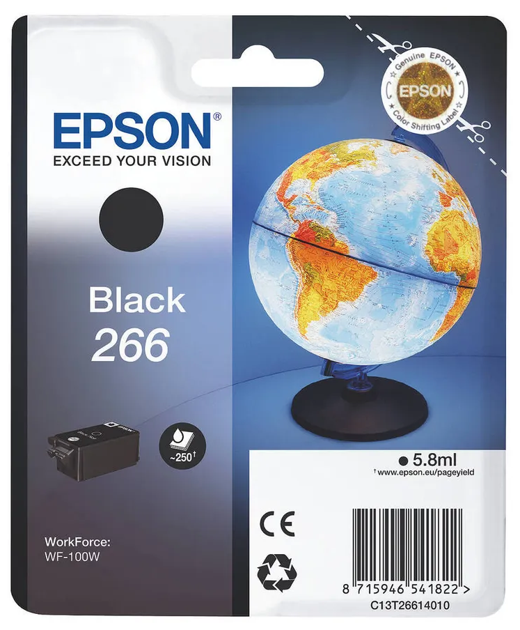 Картридж Epson T266 черный для WF-100 C13T26614010