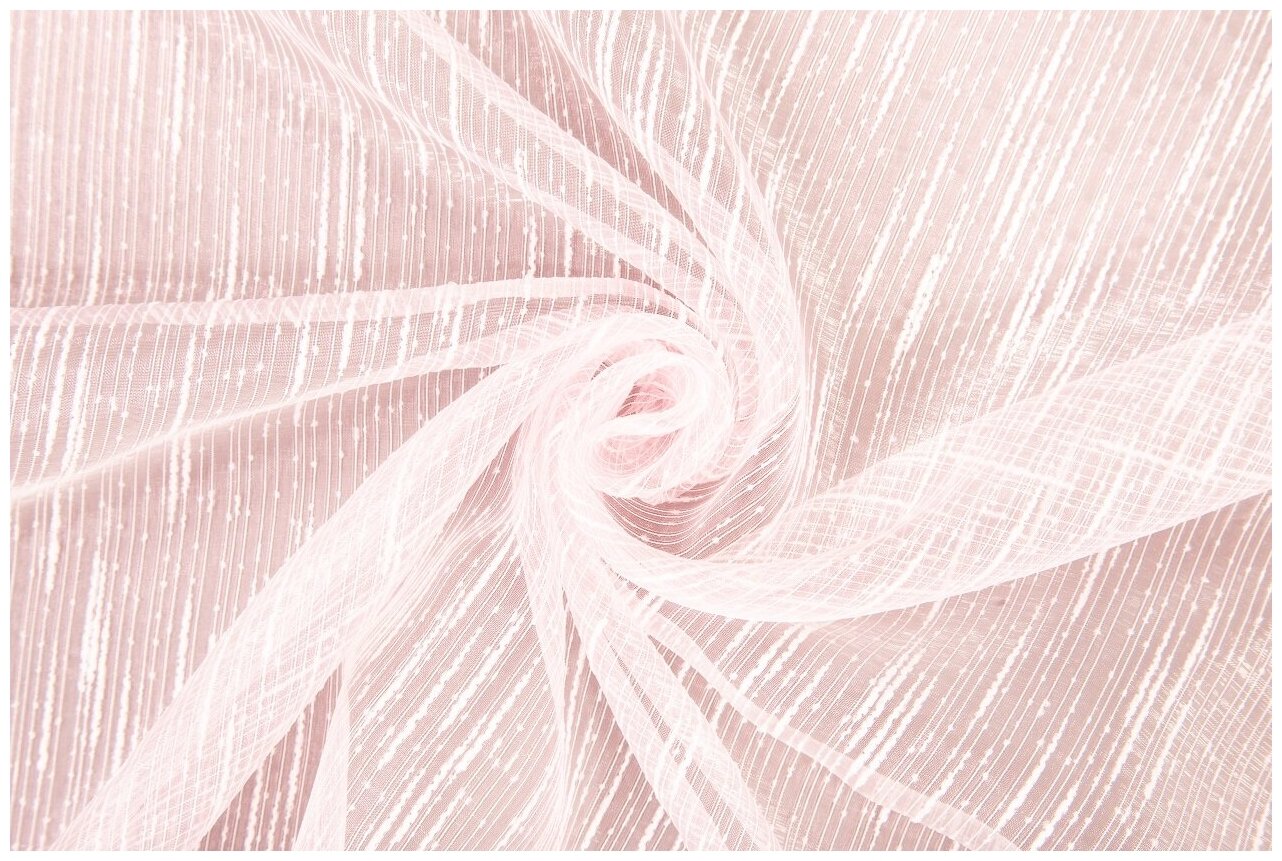 Тюль для комнаты Дождик цвет розовый, высота 240 см, ширина 300 см, на шторной ленте - фотография № 8