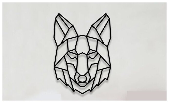 Чертеж, Деревянное панно Геометрический волк, DXF на ЧПУ лазер