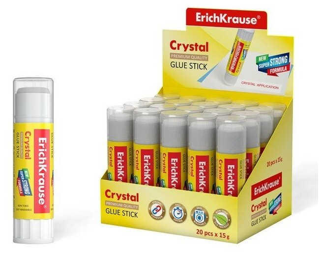 фото Клeй-карандаш ErichKrause Crystal PVP, 15 г