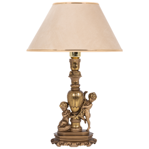 Настольная лампа BOGACHO Путти бронза с абажуром №38 айвори