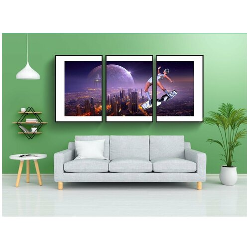 фото Набор модулных постеров для интерьера "фантазия, научная фантастика, город" 60x90 см. в тубусе, без рамки lotsprints