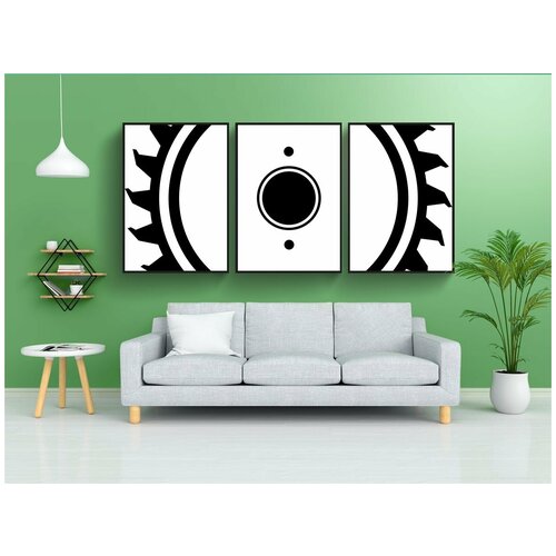 фото Модульный постер "пила, пильный диск, круглый" 180x90 см. из 3х частей в тубусе, без рамки lotsprints