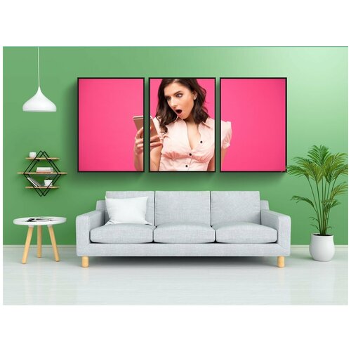 фото Набор модулных постеров для интерьера "девочка, вот это да, мода" 60x90 см. в тубусе, без рамки lotsprints