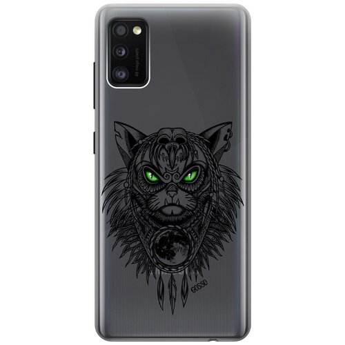 фото Ультратонкий силиконовый чехол-накладка clearview для samsung galaxy a41 с 3d принтом "shaman cat" gosso