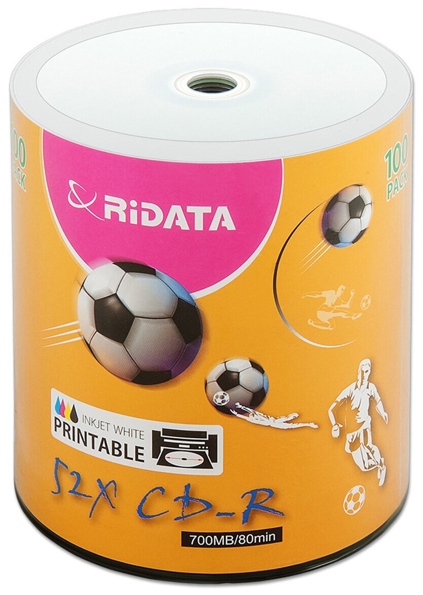 Диск CD-R RiData 700Mb 52x Printable bulk, упаковка 100 шт.