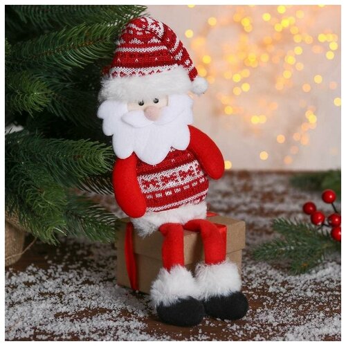 фото Мягкая игрушка "дед мороз в свитере" 8*29 см красный mikimarket