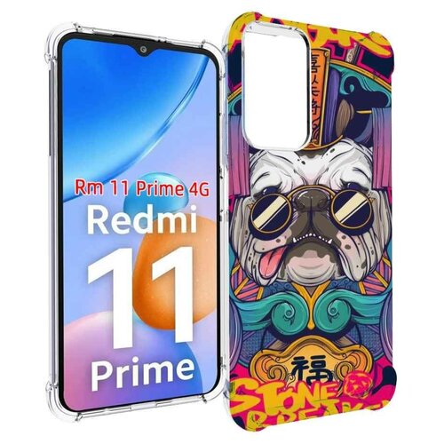 Чехол MyPads мопс агро яркая для Xiaomi Redmi 11 Prime 4G задняя-панель-накладка-бампер чехол mypads мопс агро яркая для xiaomi mi 11 экран 6 81 задняя панель накладка бампер