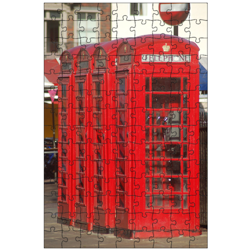 фото Магнитный пазл 27x18см."общественный телефон, красный, великобритания" на холодильник lotsprints