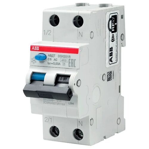 фото Дифференциальный автомат abb dsh201r 2п 30 ма c 4.5 ка ac электромеханический 1 шт.