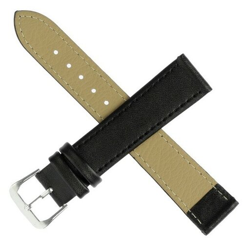 фото --- ремешок для часов, 18 мм, длина 20 см, натуральная кожа, черный