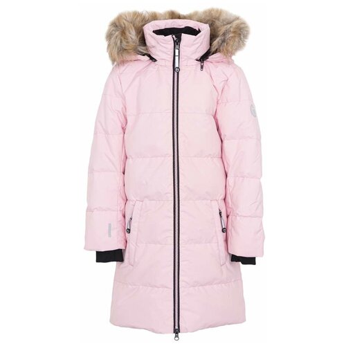 Зимнее пальто-пуховик для девочек котофей 07858002-40 размер 122 цвет розовый