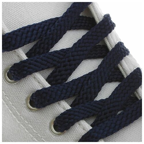 Шнурки для обуви плоские, 8 мм, 90 см, пара, цвет тёмно-синий