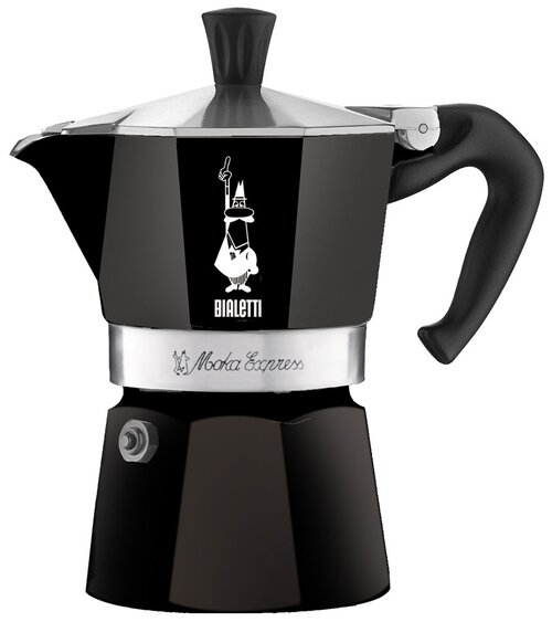 Гейзерная кофеварка Bialetti Moka Express Color, 130 мл, 130 мл, black