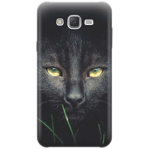 фото Силиконовый чехол на samsung galaxy j7 (2015) / самсунг джей 7 2015 с принтом "кошка в темноте" gosso