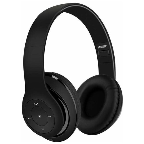 Гарнитура Digma накладные BT-14 черный беспроводные bluetooth оголовье BT-14B 120200₽