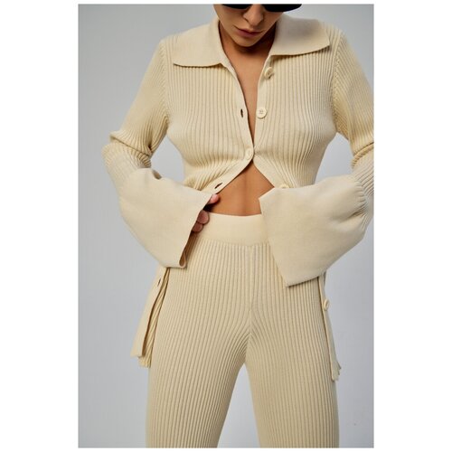 Трикотажный кардиган TOPTOP STUDIO с удлиненным рукавом от костюма, Розовый, S