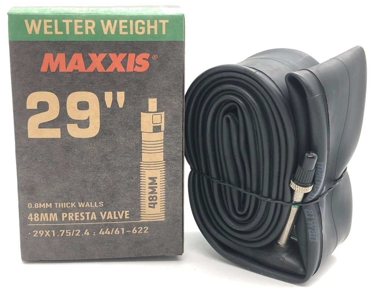 Камера 29x1.75/2.4 Maxxis Welter Weight, толщина 0.8 мм, велониппель 48 мм