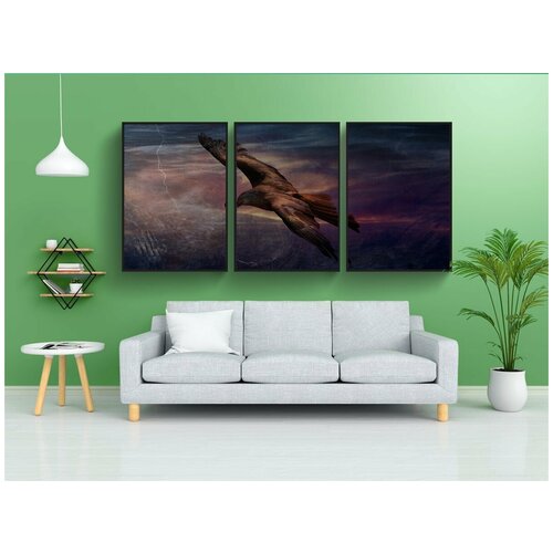 фото Набор модулных постеров для интерьера "орел, полет, буря" 60x90 см. в тубусе, без рамки lotsprints