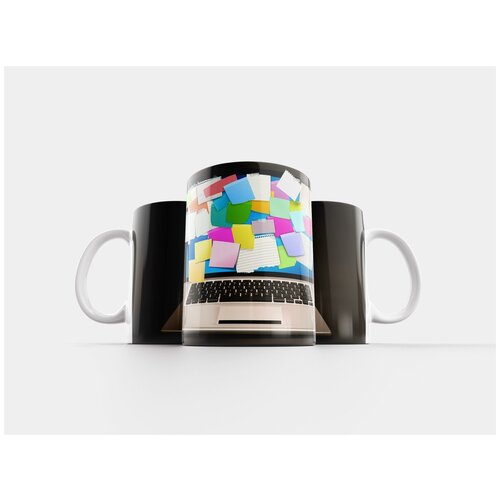 фото Кружка "доска объявлений, ноутбук, компьютер" 320 мл lotsprints