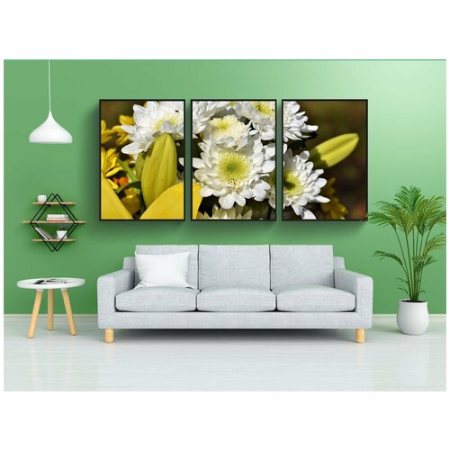 фото Набор модулных постеров для интерьера "хризантема, цветок, расцветает" 60x90 см. в тубусе, без рамки lotsprints