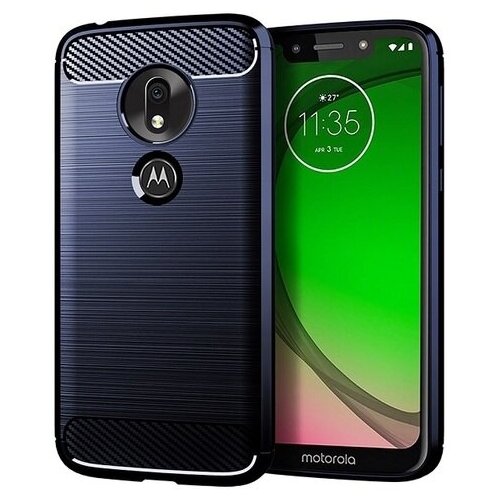 фото Чехол для motorola moto g7 play цвет blue (синий), серия carbon от caseport