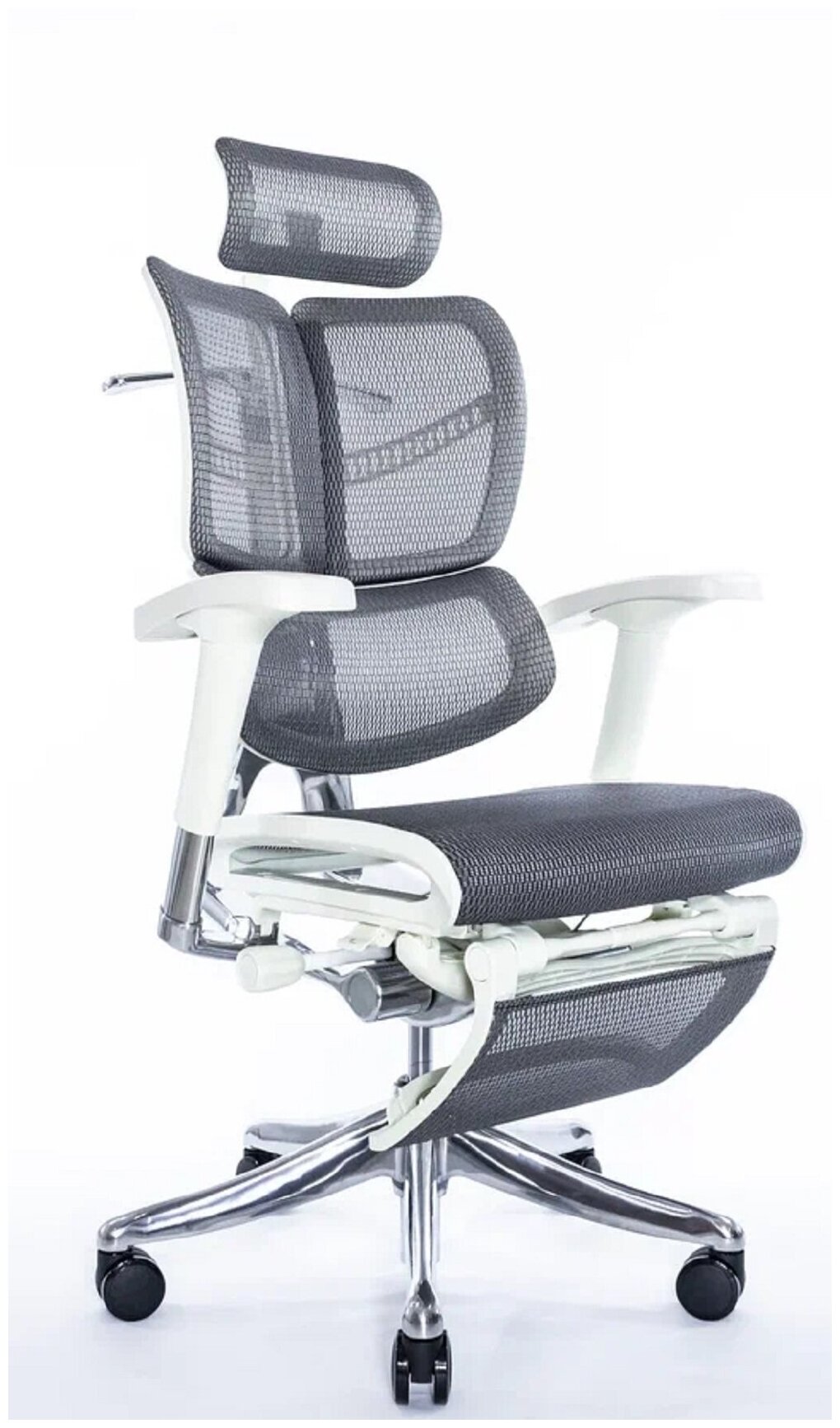 Эргономичное кресло Falto Expert Fly серое с подножкой