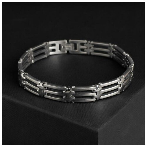 фото Queen fair браслет мужской "атлант" три ряда, цвет серебро, 22 см