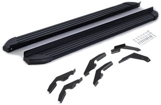 Алюминиевые черные пороги подножки для Toyota Hilux 2015+ с крепежом