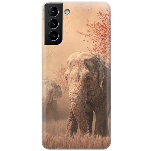 фото Силиконовый чехол на samsung galaxy s21+ / самсунг с21 плюс с принтом "закатный песочный слон" gosso