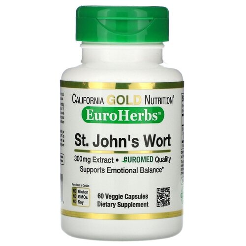 Капсулы California Gold Nutrition EuroHerbs St. John's Wort, 300 мг, 60 шт.