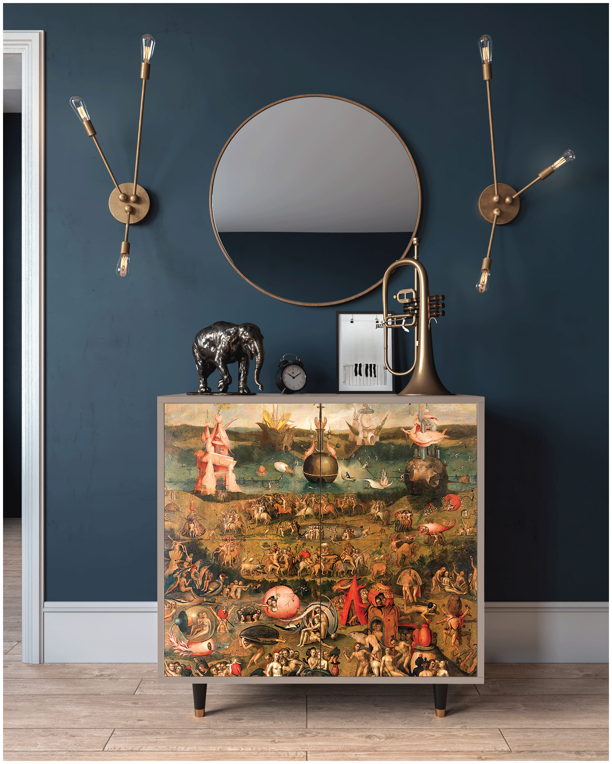 Комод - STORYZ - BS3 Garden of Earthly Delights by Hieronymus Bosch, 94 x 96 x 48 см, Бежевый