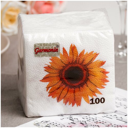 Салфетки бумажные Гармония цвета Подсолнух, 100 листов