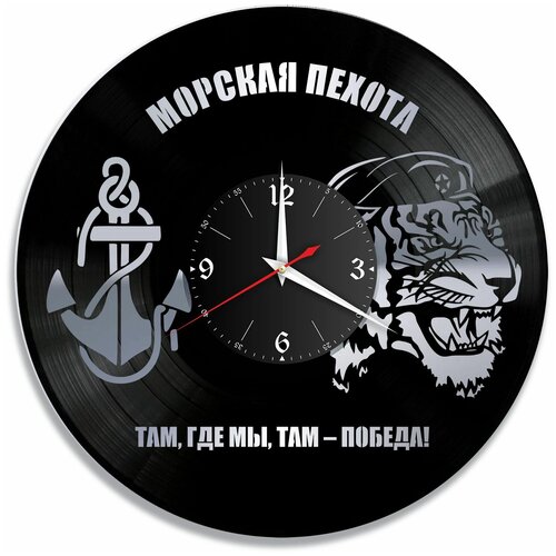 фото Настенные часы redlaser морская пехота, серебро, из винила №1 vc-10579-2