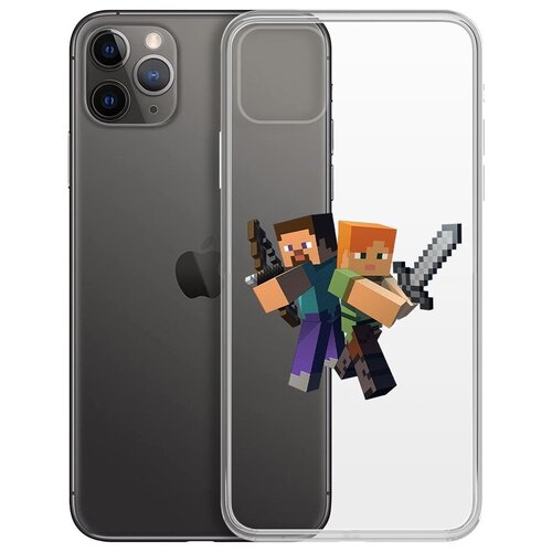 Чехол-накладка Krutoff Clear Case Стив и Алекс для iPhone 11 Pro Max чехол накладка krutoff soft case minecraft алекс для apple iphone 11 черный