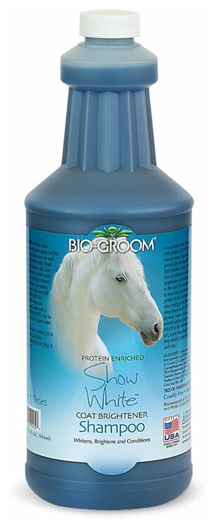 Bio-Groom Шампунь для лошадей с белой шерстью (концентрат 1:4), Bio-Groom Show White, 946мл