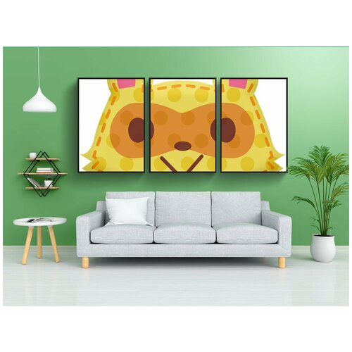 фото Набор модулных постеров для интерьера "каваи животное патчи, каваи, животные" 60x90 см. в тубусе, без рамки lotsprints