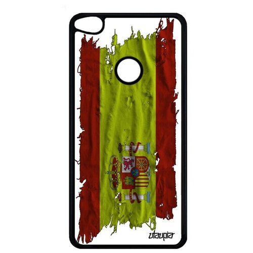 фото Противоударный чехол на мобильный // huawei p8 lite 2017 // "флаг испании на ткани" стиль государственный, utaupia, белый