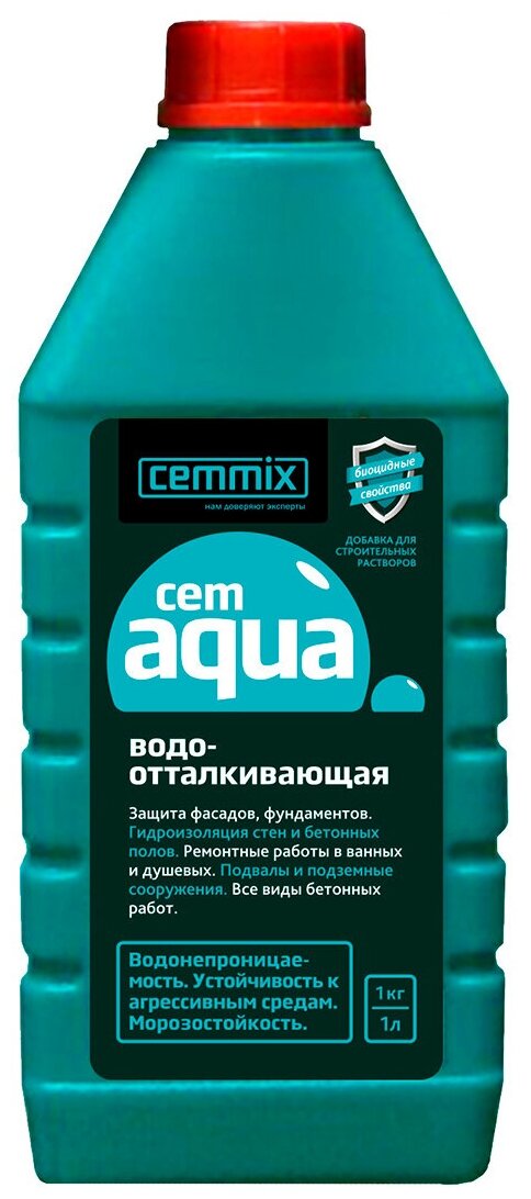 Добавка в раствор гидрофобизирующая Cemmix CemAqua, 1 литр - фотография № 1