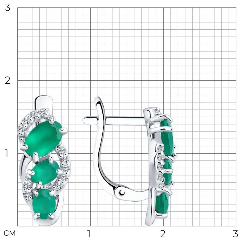 Серьги SOKOLOV, серебро, 925 проба, родирование, агат, фианит