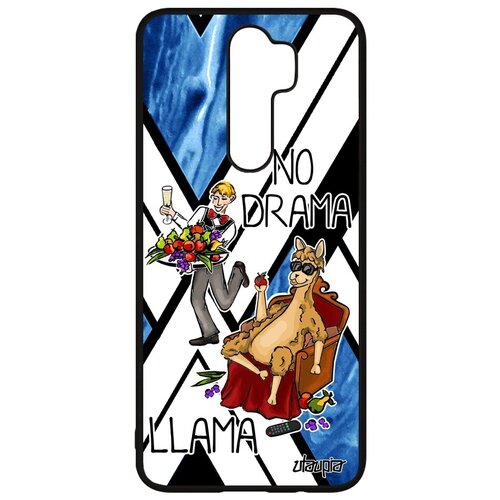 фото Защитный чехол для мобильного // xiaomi redmi note 8 pro // "no drama lama" llama комичный, utaupia, голубой